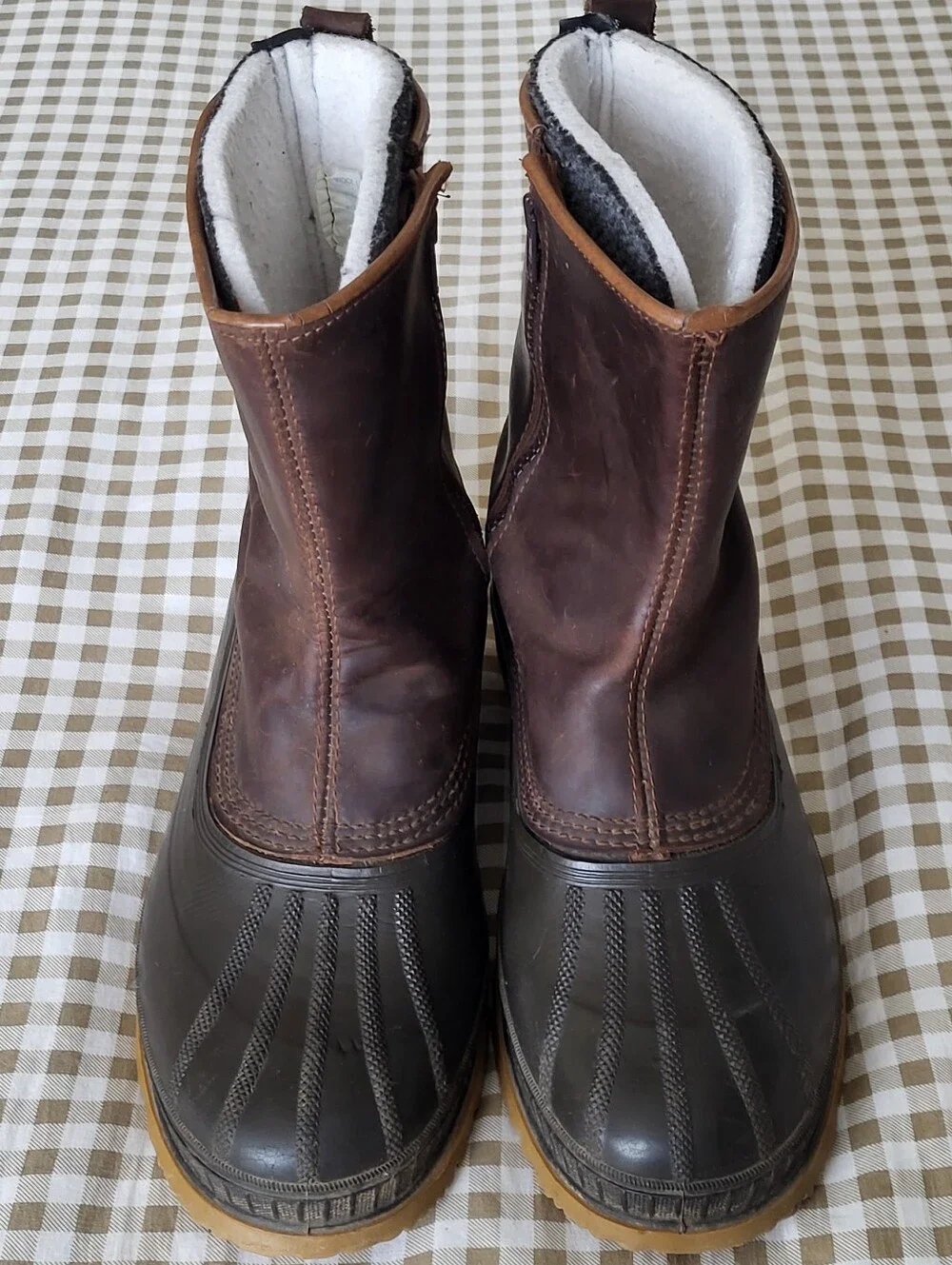 Sorel Brown Leather & Rubber Winter Pull-On Boots, Removable Wool Liner, Sz 10